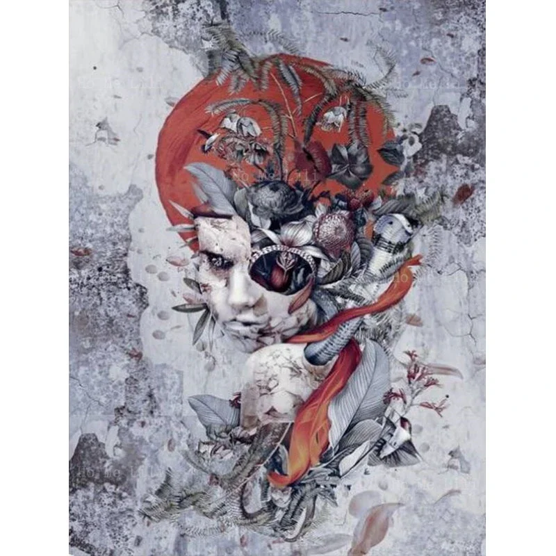 

Сюрреализм мексиканский стиль Готический Череп цветы Эволюция человека современный кубизм холст настенное искусство от Ho Me Lili для домашнего декора