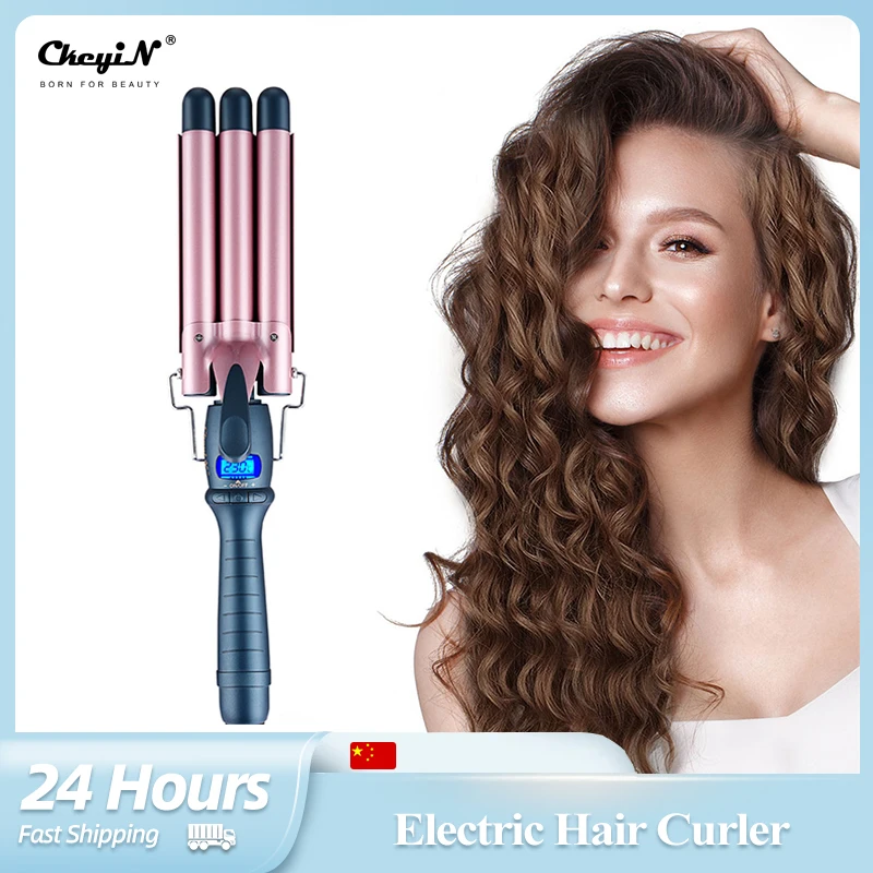 

CkeyiN 25mm Electric 3 Barrels Curling Iron LCD Dispaly Ceramic Hair Curler Professional Curl Waver Tongs Salon Hair Style Tools