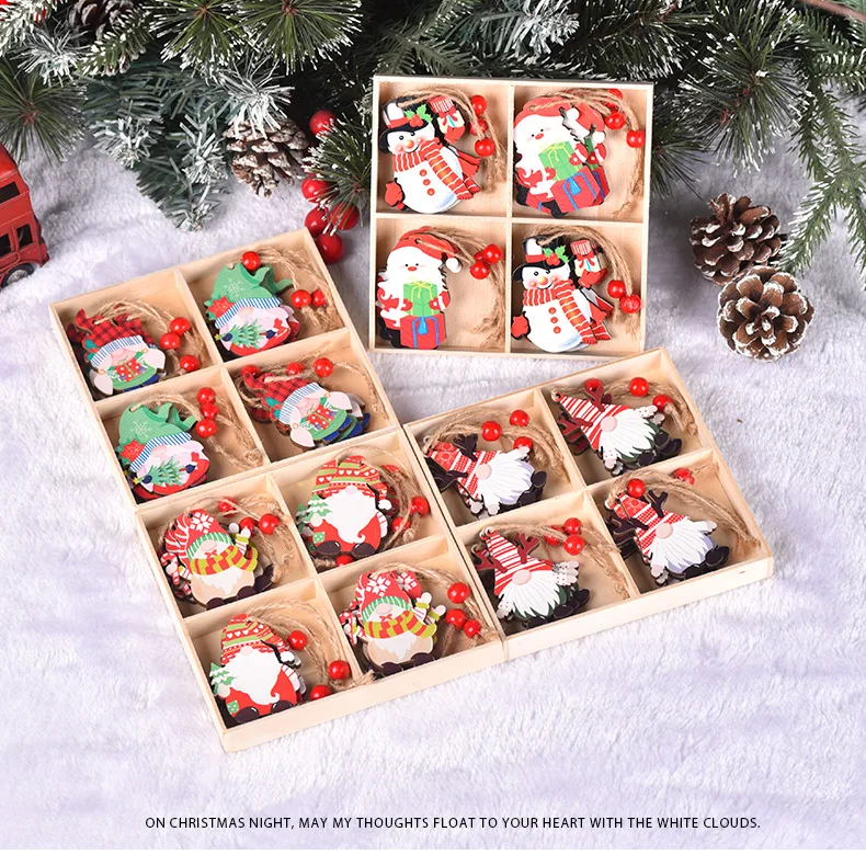 

Рождественская натуральная деревянная Чипса, Санта-Клаус, снежинка, Рождественская елка, подвесные украшения, подвеска, рождественское офо...