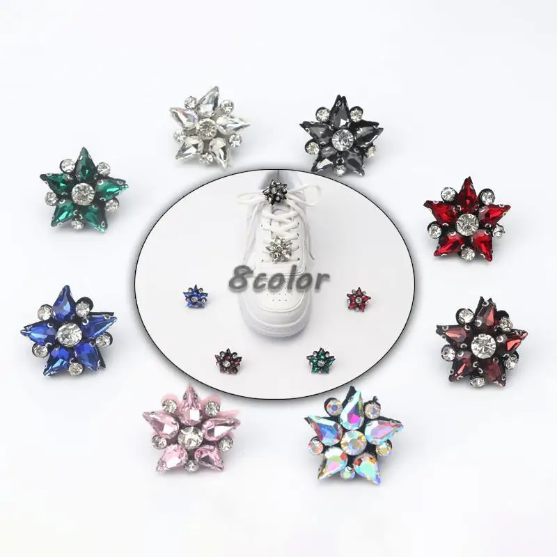 

NEW Rhinestones Sneaker Charms Colorful Gems Shoe Charms Fashion Girl Gift Shoe decoration DIY Shoelace Buckles shoes accesories