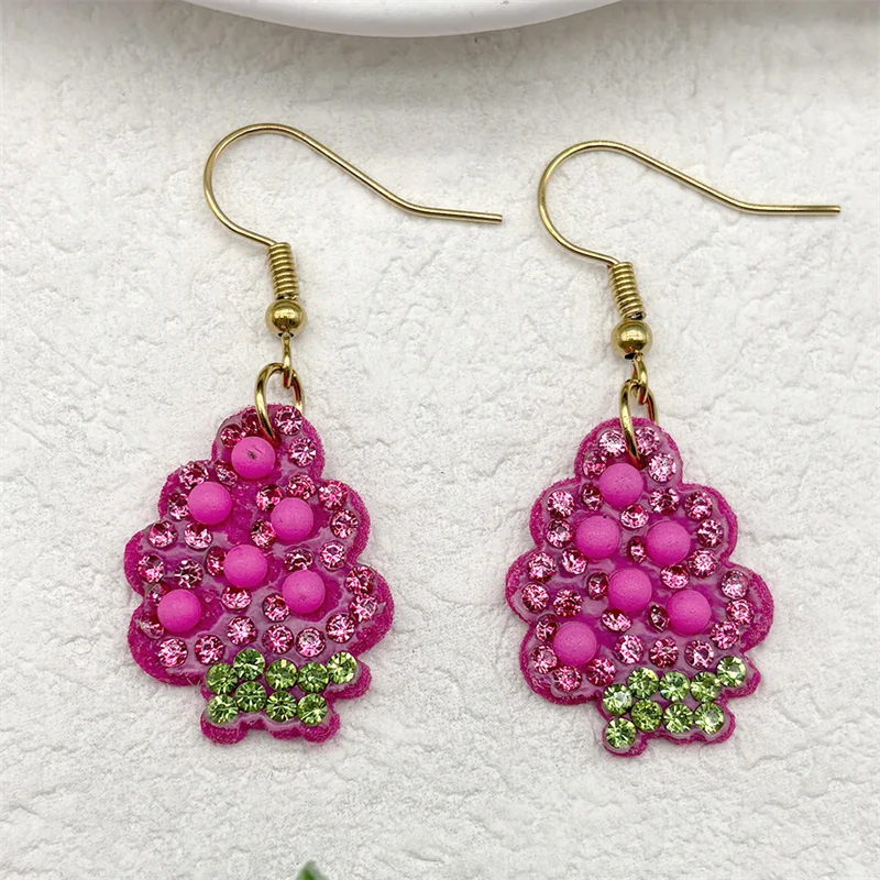 Фиолетовые кристаллы виноград кулон ожерелье серьги комплект для женщин кожаные