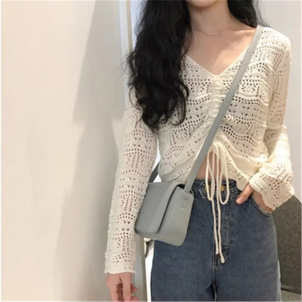 

New2022 Newest Sexy Women Pullovers hollow out Tied designed sweater for girls famale pullover topwear hot selling ZY4766