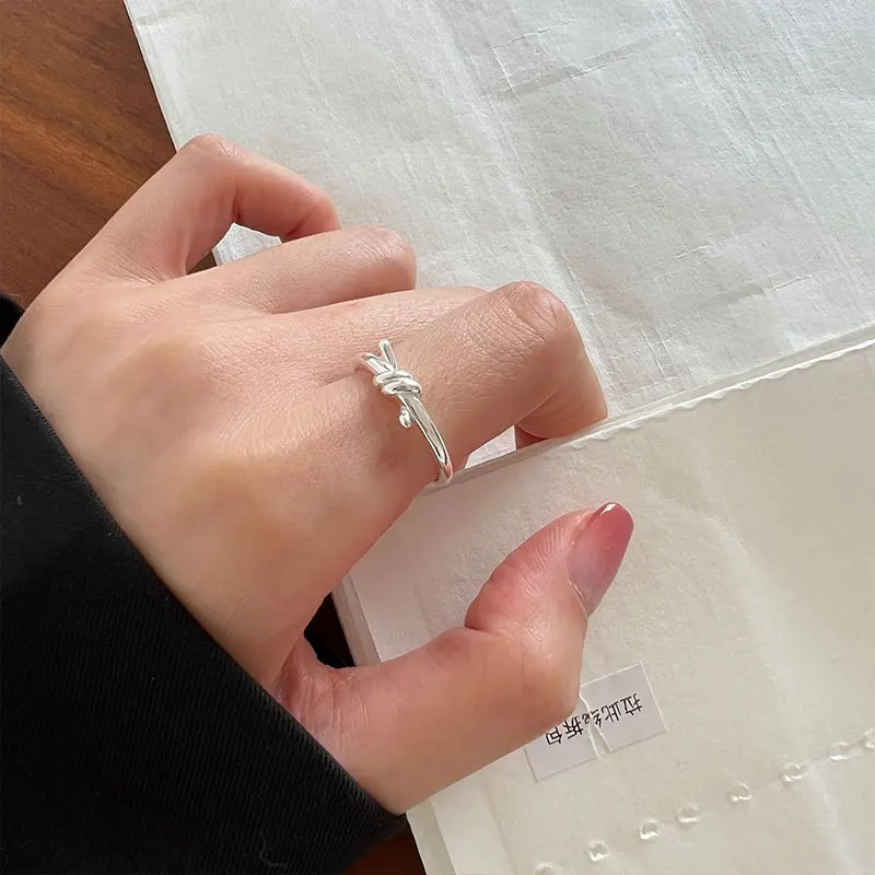 

Женское кольцо из серебра 925 пробы с узлом, регулируемое, из серебра 2023 пробы