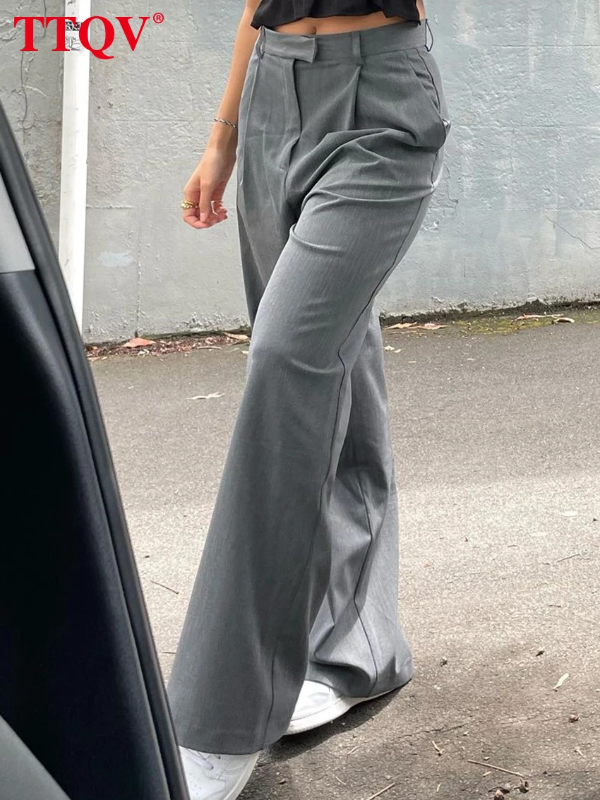 Элегантные серые простые женские брюки