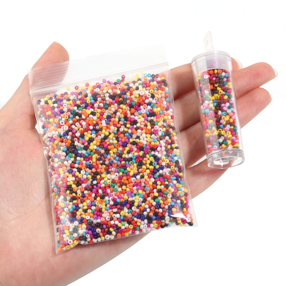 Стеклянные бусины 2 мм однотонного цвета круглые для рукоделия материал