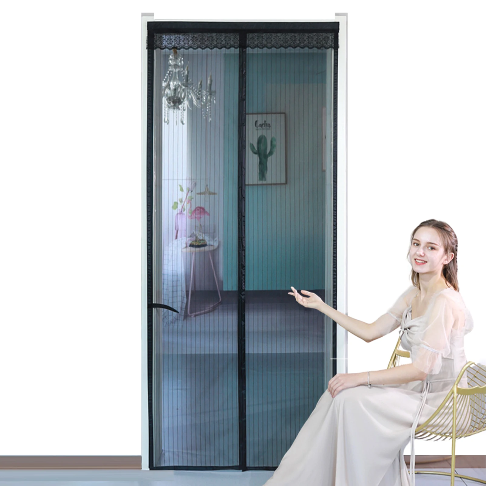 

Anti Fly Insect Magnetic Screen Door Mesh Automatic Closing Magnetic Door Hands-Free Net Easy Install Mosquito Nets For Doors