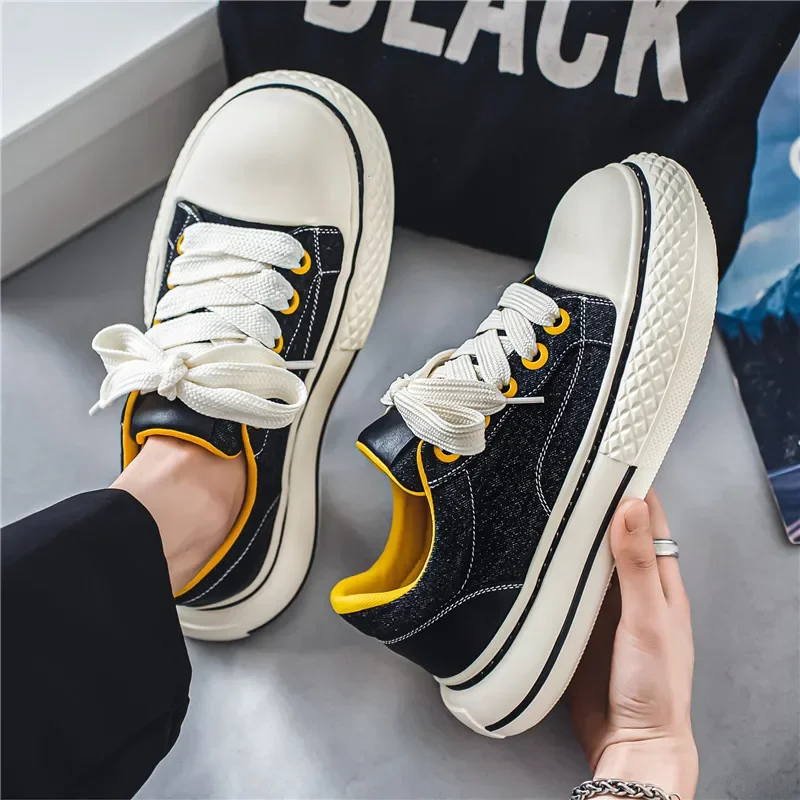 Модные синие мужские парусиновые туфли дизайнерские вулканизированные