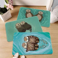 cute cartoon otter printed flannel floor mat bathroom decor carpet non slip for living room kitchen welcome doormat