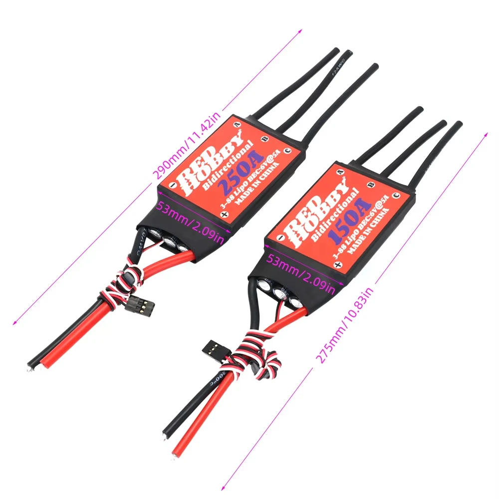 Фото RedHobby ESC двунаправленный 250A 150A бесщеточный ESC для дистанционного управления корабль пневматический подводный пропеллер радиоуправляемый самолет вертолет №4