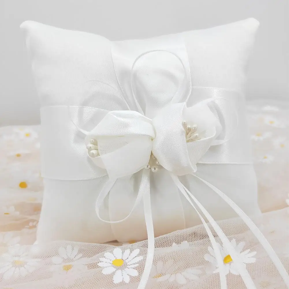 

Wedding Ring Pillow Ring Cushion With Flower Decoration Wedding Supplies For Romantic Wedding Party