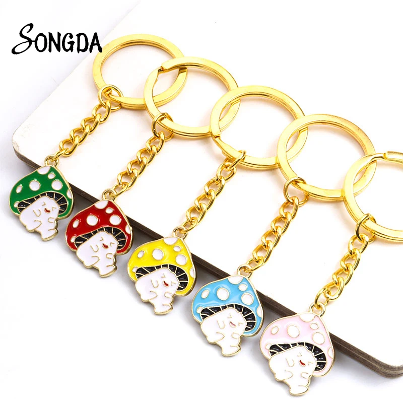 

Kawaii Mushroom Keychain Cartoon Little Mushroom Doll Enamel Zinc Alloy Metal Key Ring Bag Pendant Chains For Men Women Gifts