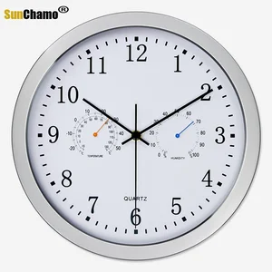2021 лет Тихий Кварцевый Металл настенные часы с термометром гигрометр бесшумный механизм без тикания домашний декор новый дизайн