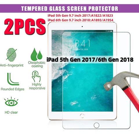 2 шт., защитное закаленное стекло для планшета Apple IPad 6-го поколения 2018 9,7 дюйма/IPad 5-го поколения 2017, закаленная пленка