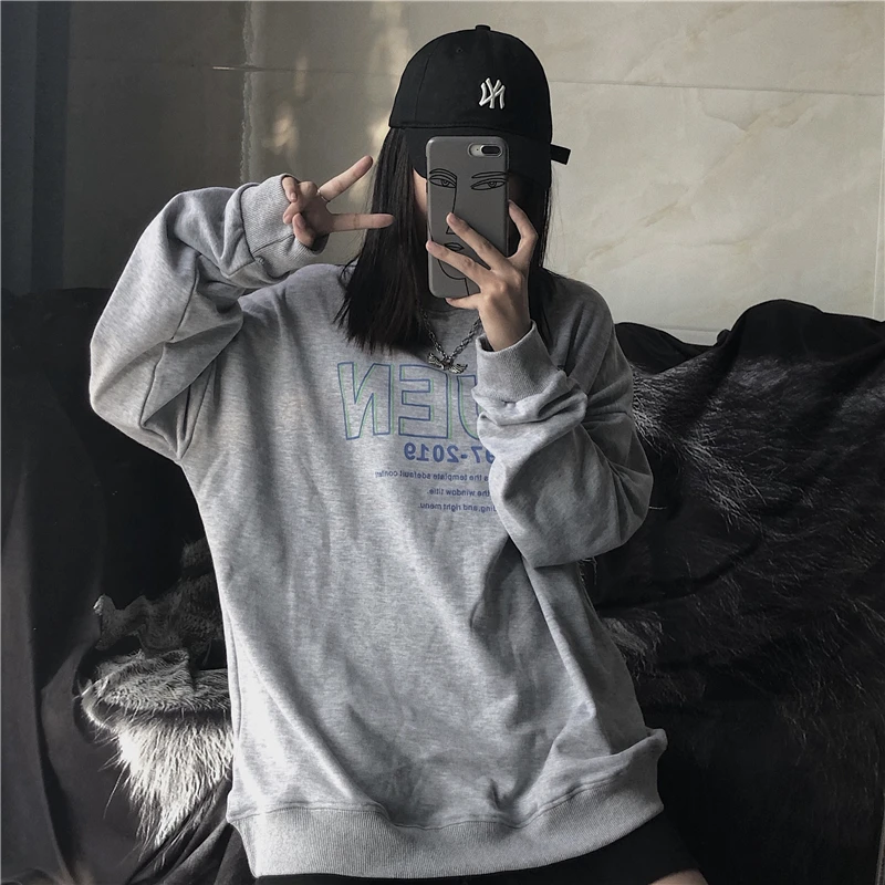 Женские толстовки без капюшона в стиле Харадзюку одежда хип-хоп корейские модные