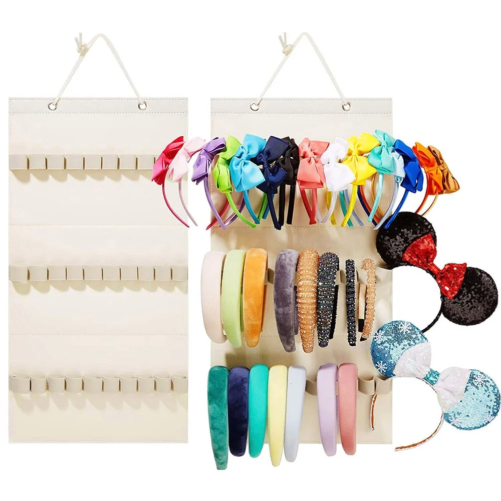 40 grids Hanging Wall Headband Holder For Women Felt Hairbands Organizer  Bow Storage Hairpins Hair Accessories Display Stand