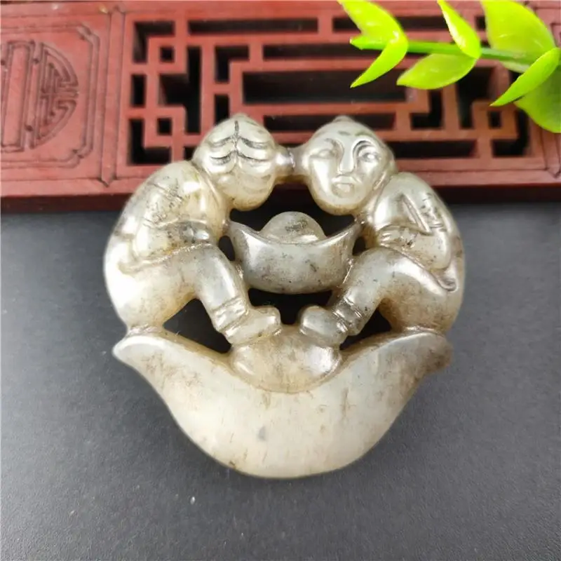 

Натуральный Нефритовый камень, античная резьба, слитки фувы, Нефритовый Кулон Ruyi, кулон, талисман, коллекция ювелирных изделий, украшения, подарок на талию