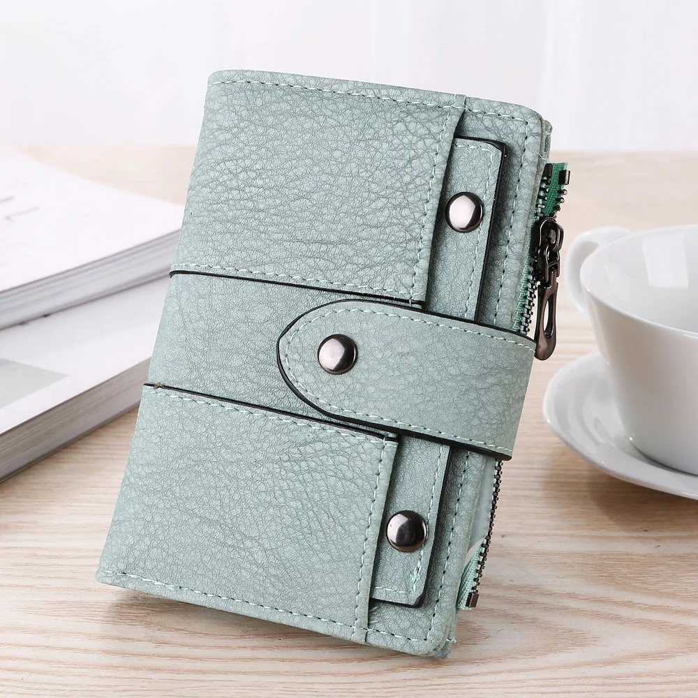 Мужской короткий кошелек в стиле ретро с застежкой-молнией и джинсовым кожаным