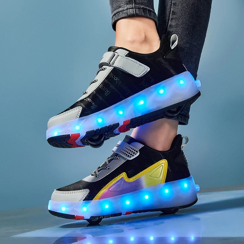 Roller Sneakers 4 Wheels Children Girls Boys Baby 2022 Gift Fashion Kids Sports Casual Led Light Flashing Outdoor Skate Shoes enlarge