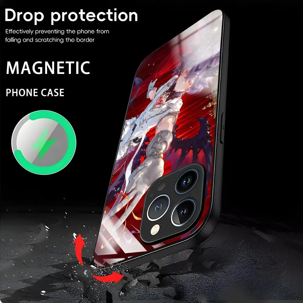 Фото Чехол для телефона Genshin Impact Durin для iPhone 17 16, 14, 13, 12, 11 X XR XS 8 Plus Mini Pro Max, стеклянный магнитный чехол №4