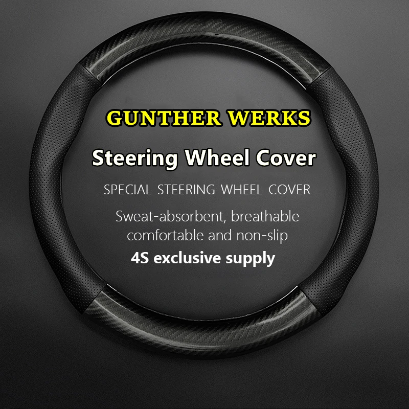 

Car PUleather For GUNTHER WERKS 911 Steering Wheel Cover Genuine Leather Carbon Fiber