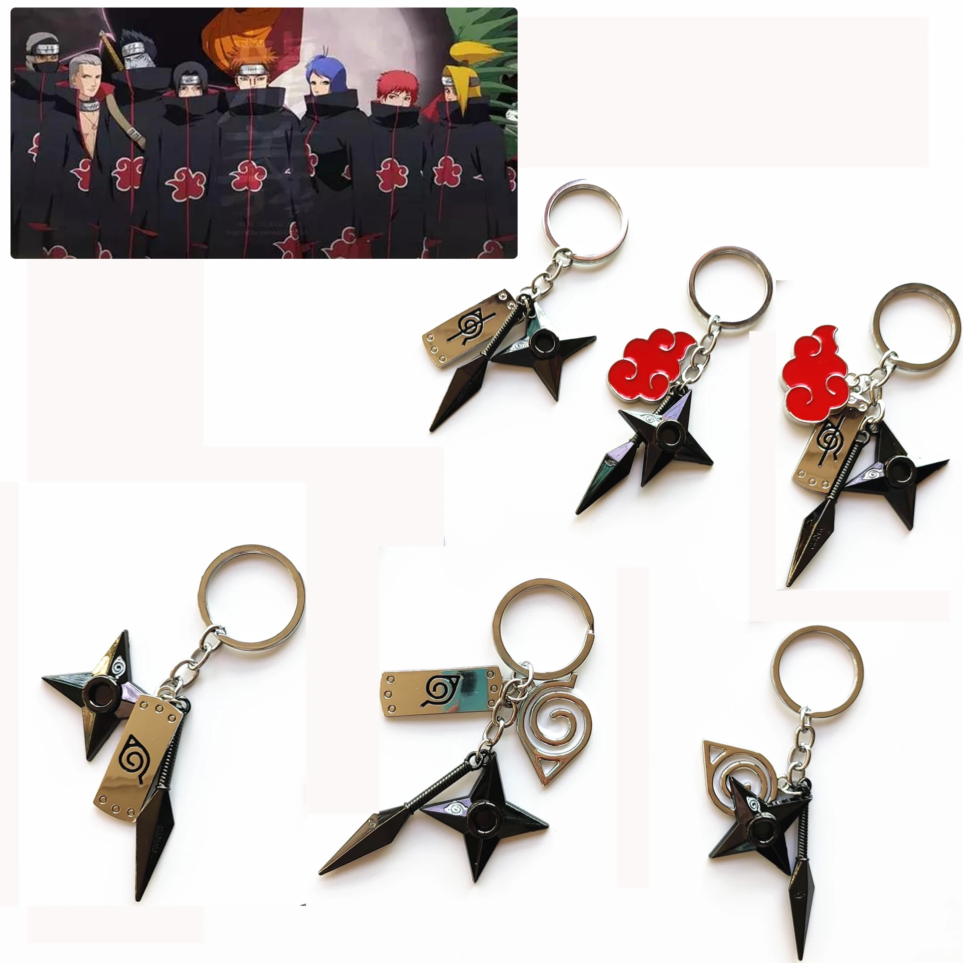 

New Ninja Organization Keychain Anime Same Red Cloud Pendant Keyring Creative Fashion Classic Style Fan Souvenir Wholesale Gift