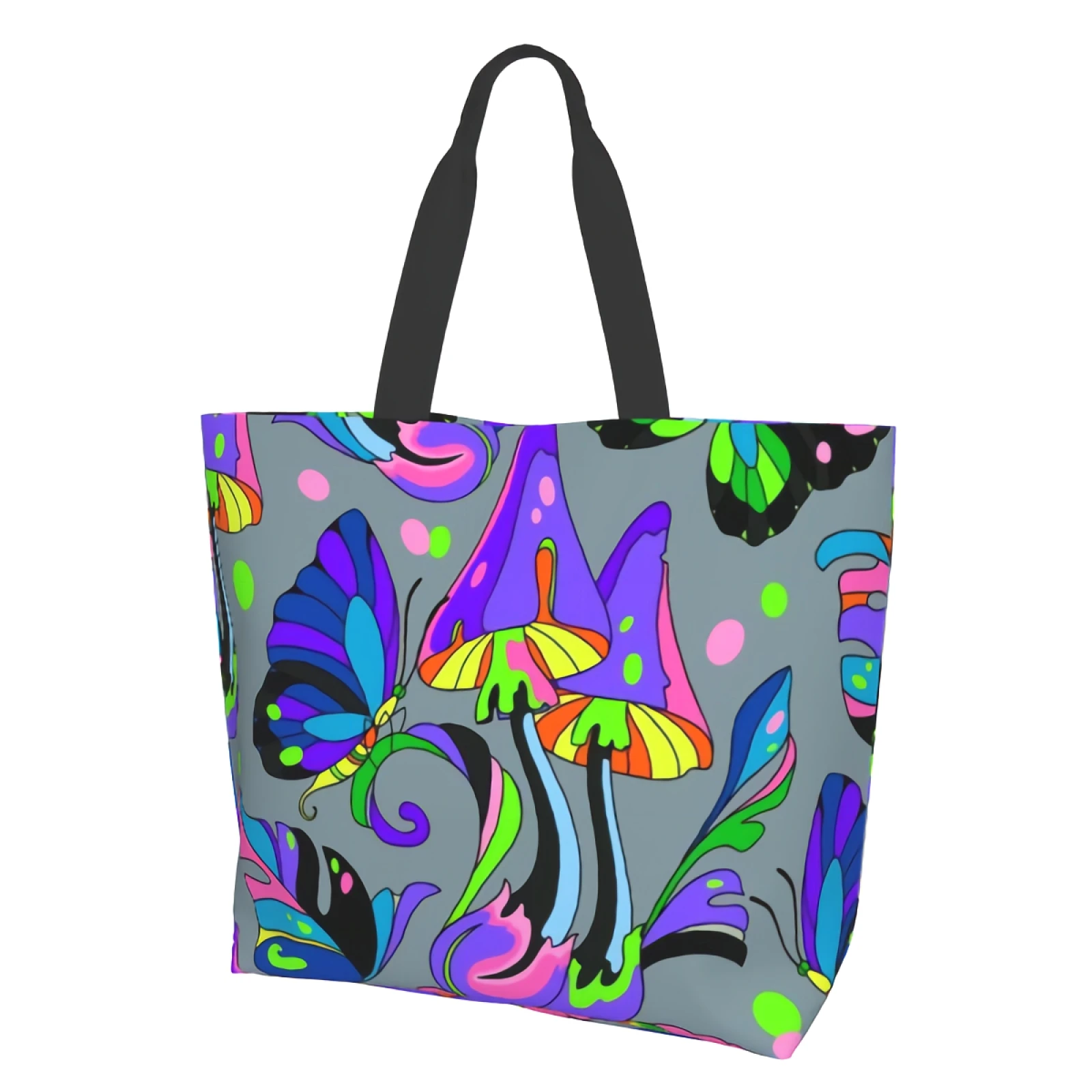

Tote Bag for Women Travel Work Shopping Grocery Top Large Totes Reusable Handbags Shoulder Bags Psychedelic Mushroom