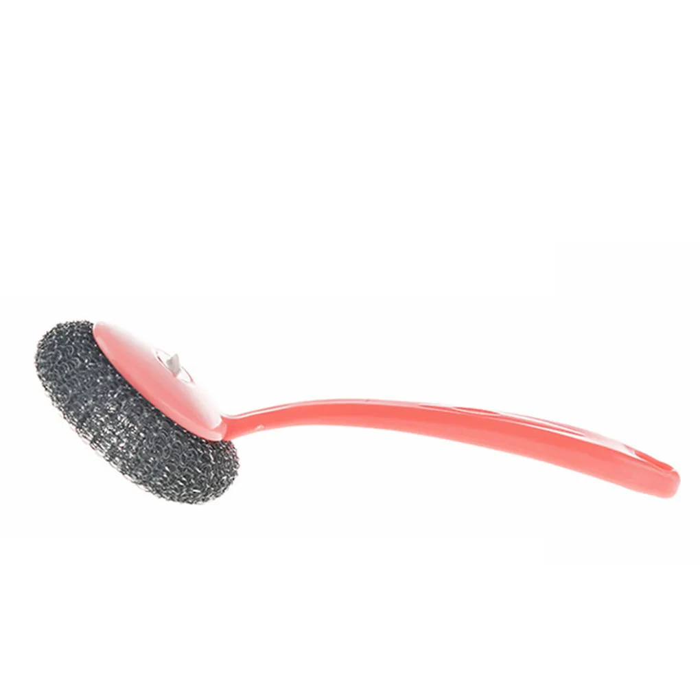 

8pcs Stainless Steel Wire Ball Brush With Long Handle Kitchen Hanging cleaning brush pan Kitchen Dish handle Washing Tool