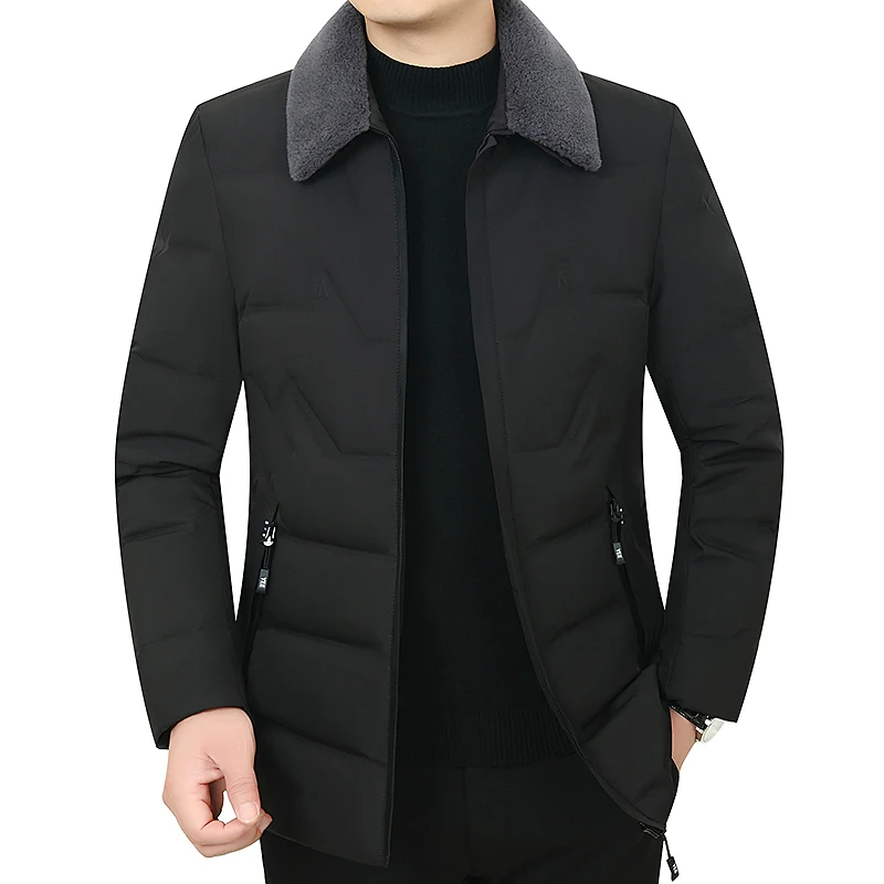 Casual Mens Autumn Winter Warm Duck Down Jackets Solid Outwear Windproof Thick Hooded  Puffer Coats Detachable Fur Collar Parkas