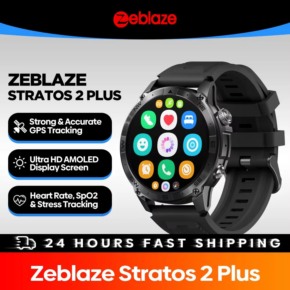 Фото Zeblaze Stratos 2 Plus GPS Смарт-часы для мужчин и женщин Компас Барометрический Высотомер Bluetooth Телефонный звонок homme reloj inteligente №1