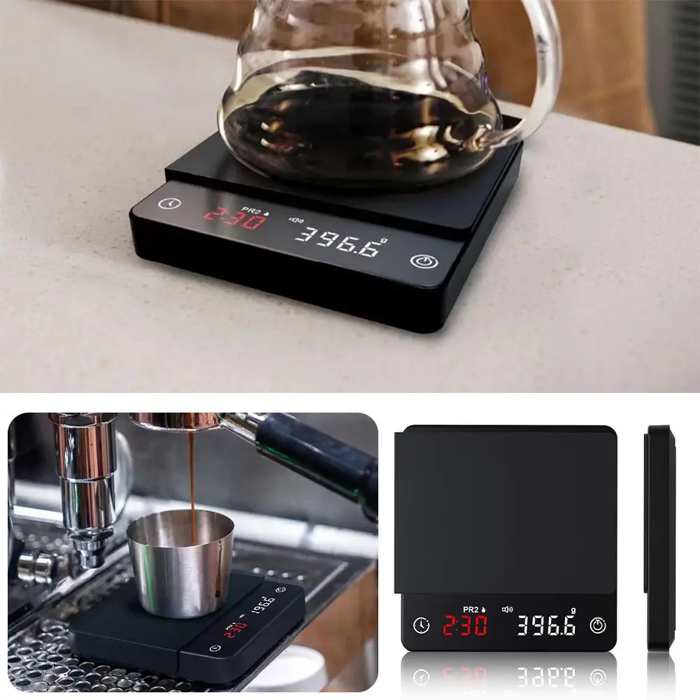 

Tiny Drip Coffee Scale with Timer 3kg/0.1g High Precision Pour Over Drip Espresso Scale with Back-Lit LCD Display I3N4