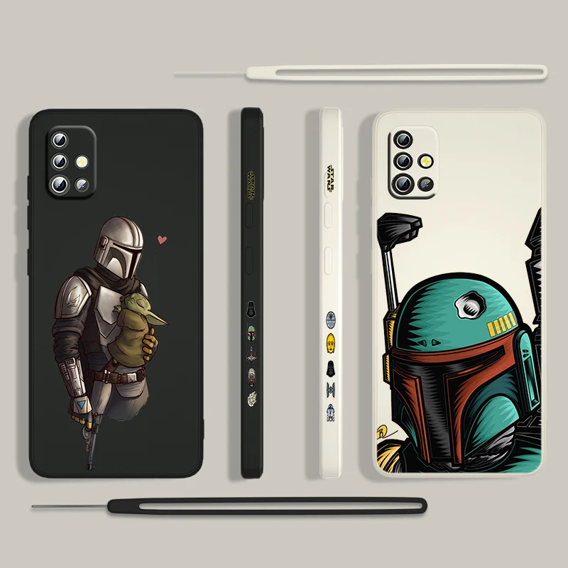 

Cute Star Wars Hero Battle For Samsung Galaxy A73 A53 A33 A52 A32 A22 A71 A51 A21S A03S A50 4G 5G Liquid Left Rope Phone Case