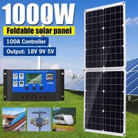 1000w 18v 9v 5v foldable solar panel solar cell 100a controller for phone caravan rv car mp3 charger battery supply 34 5x79cm