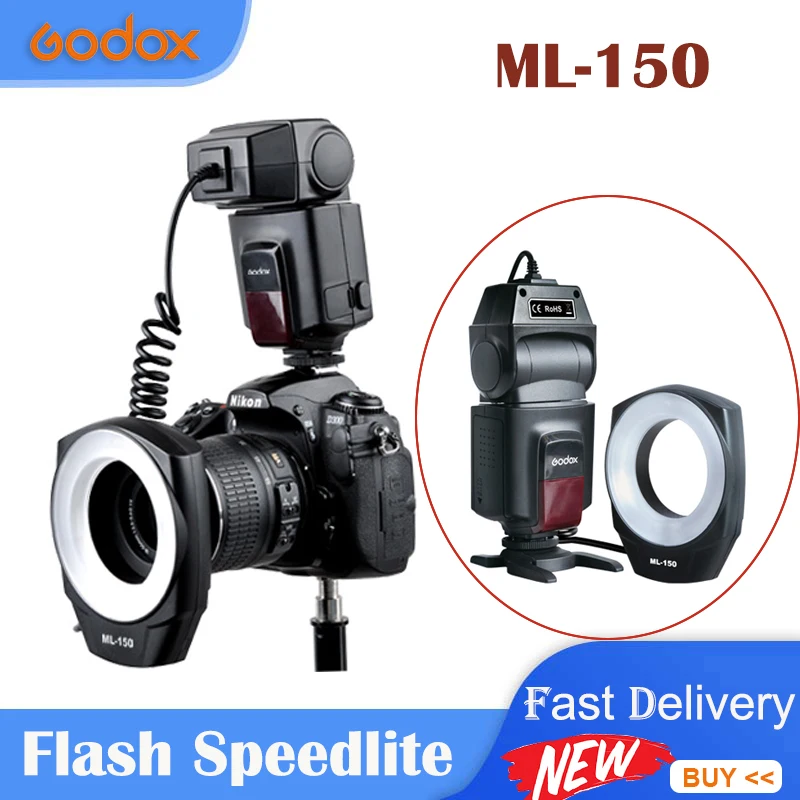 

Godox ML-150 Macro Ring Flash Speedlite with 6 Lens Adapter Rings for Canon Nikon Pentax Olympus Sony DSLR Cameras