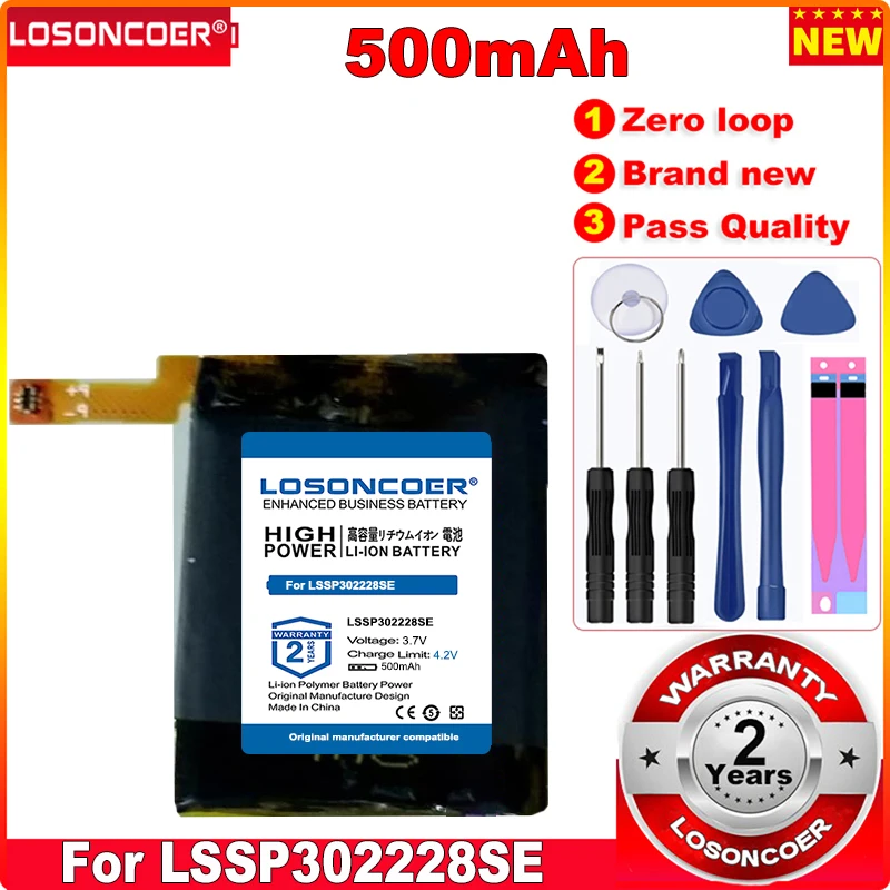 

LOSONCOER 0 цикл 100% новый 500mAh LSSP302228SE Аккумулятор для часов LSSP302228SE батареи