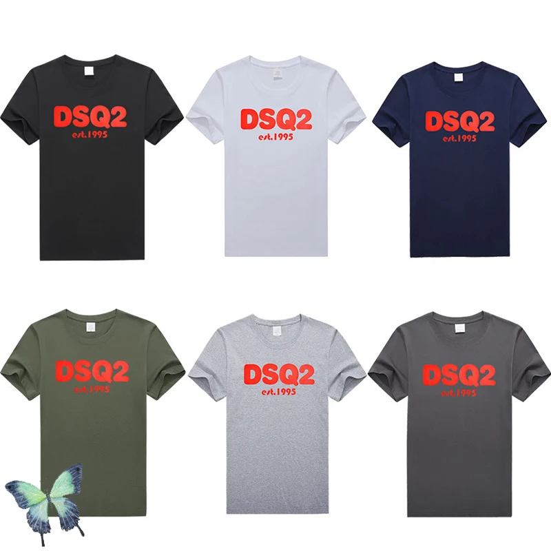 

DSQ2 Men's T-shirt Couple Short Sleeve Green Blue Men Fashion T Shirt