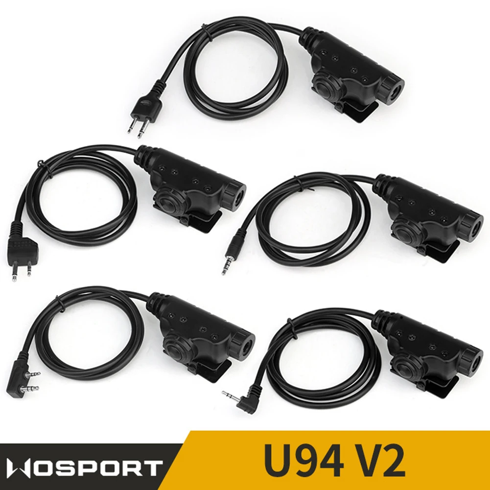 

U94 PTT Cable Plug Strong Airsoft Headset PTT Adapter Back Clip Carrying on Vest Hunting Accessories for Kenwood Ham Radio
