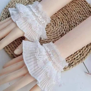 Модные многослойные наручные манжеты, белая юбка с искусственными рукавами, милые косплейные рукава горничной