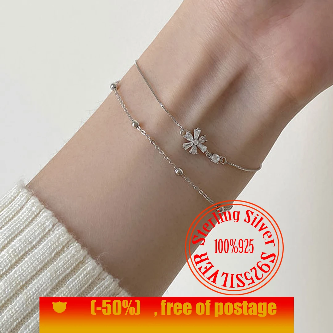 

Classic S925 Sterling Silver women's flower Zircon Bracelet, fashionable and noble couple gift,hot sale, anniversary celebration