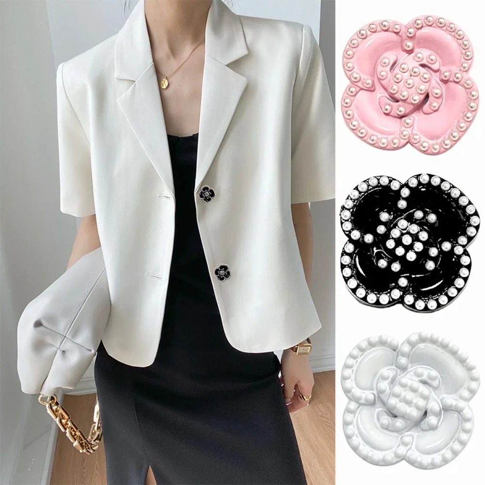 5 шт. твидовая куртка с жемчужными металлическими пуговицами