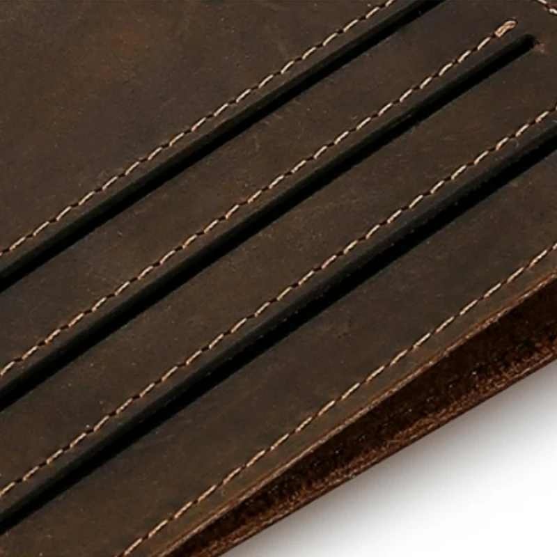 2023 New Vintage Crazy Horse Leather Men's Wallet Short Fashion Genuine Leather Money Clip Head Layer Cowhide Simple Card Holder