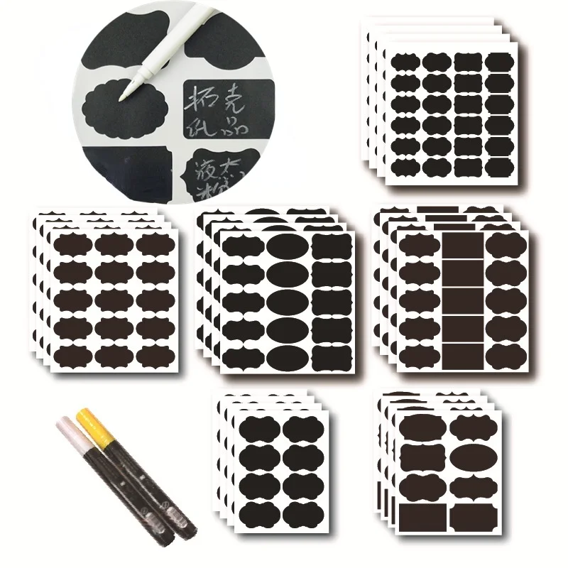 

Waterproof Chalkboard Kitchen Spice Label Stickers Home Jars Bottles Tags Blackboard Labels Sticker NO with Marker Pen