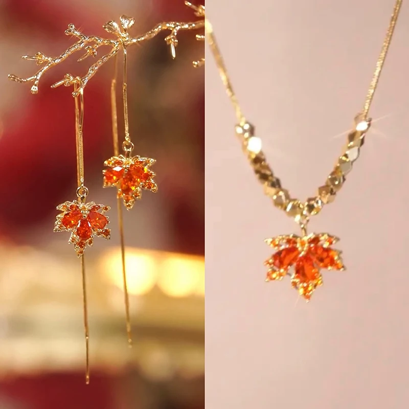 

Simple Maple Leaves Drop Earrings Trendy Pearl Earrings For Women Brincos Personality Dangle Earring Minimalist Jewelry Gift