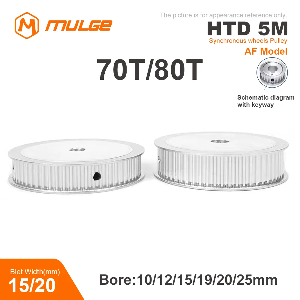 HTD5M 70T/80 зубьев шкив ГРМ AF тип шпоночного паза круглый отверстие 10-25 мм для HTD 5M ширина ремня ГРМ 15/20 мм 5GT