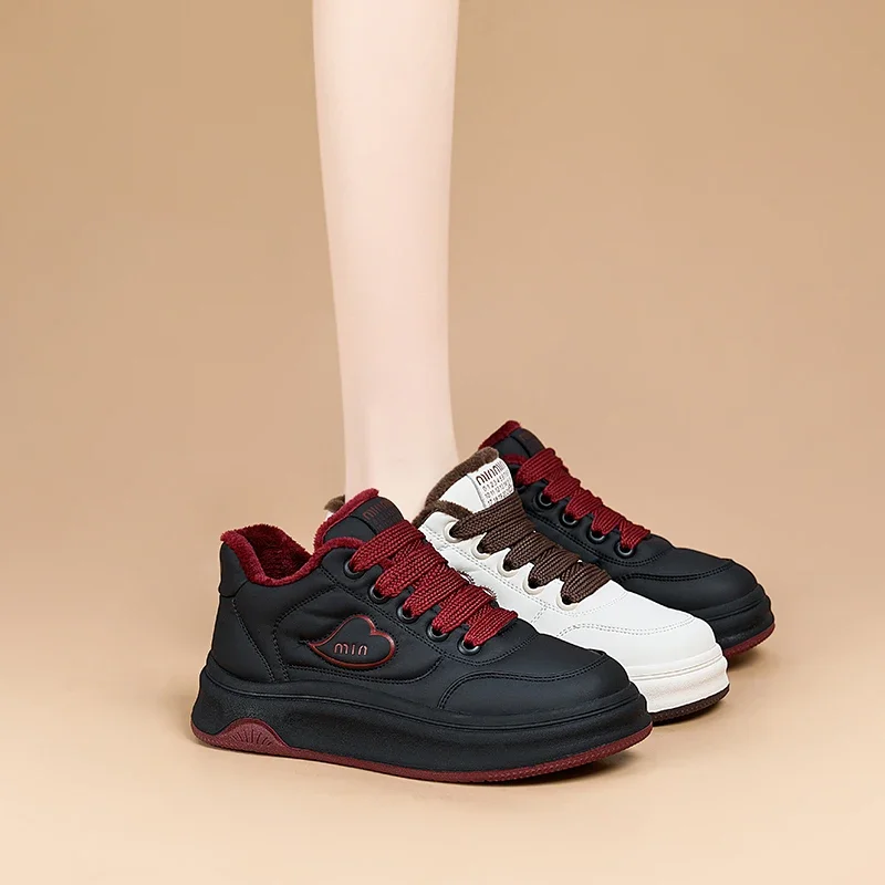 AUTUSPIN женская белая теплая плюшевая вулканизированная обувь на плоской подошве