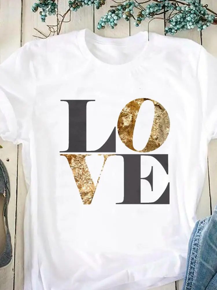 

Женская футболка с коротким рукавом, принтом и надписью Love, в стиле 90-х