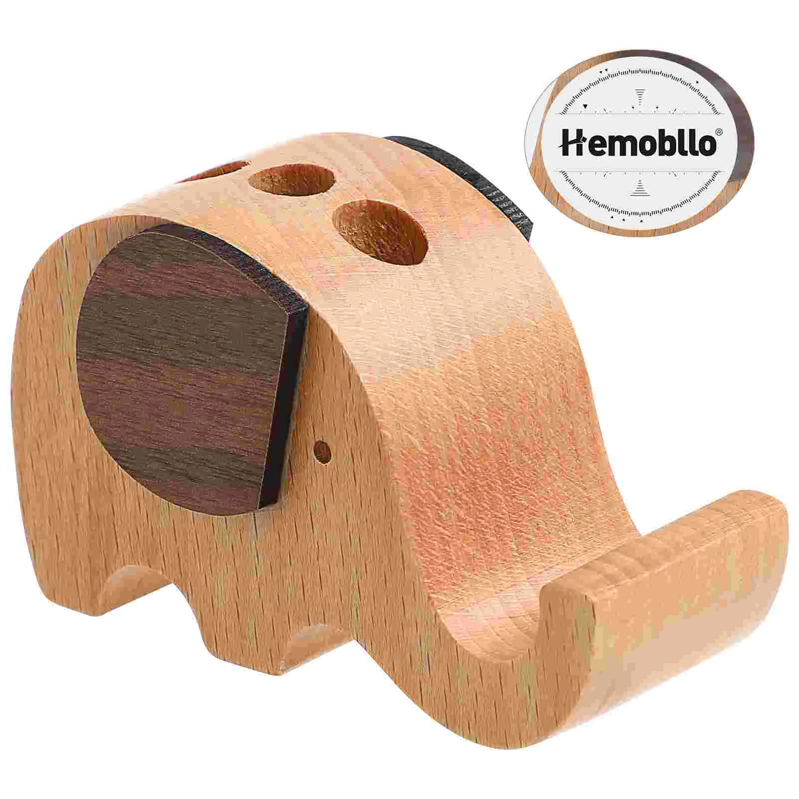 

Teacher Desk Decor Elephant Pen Holder Cute Phone Multifunctional Mobile Beech Stuff Bamboo Wood Office