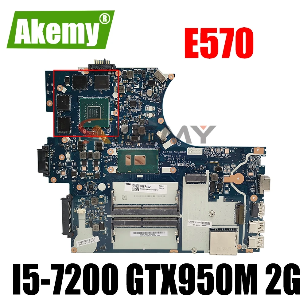 

Материнская плата CE570 для Lenovo ThinkPad E570 E570C, материнская плата для ноутбука FRU 01EP400 I5 7200 GTX950M 2G DDR4 100% тест