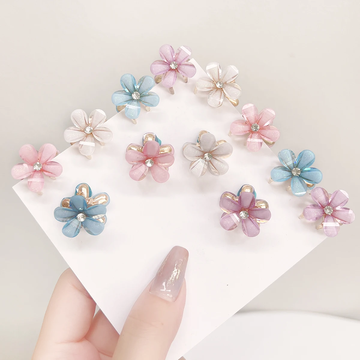 

2pcs Double Side Crystal Exquisite Flower Rhinestones Small Hair Claws Girls Sweet Summer Side Clip Hair Styling Accessories