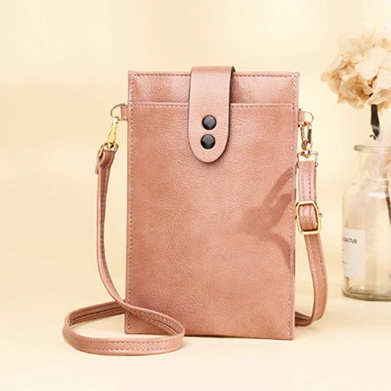 

Retro Ultra-Thin Phone Shoulder Bag for Women Small Crossbody Bag Soft PU Leather Card Holder Wallet Mini Coin Purses