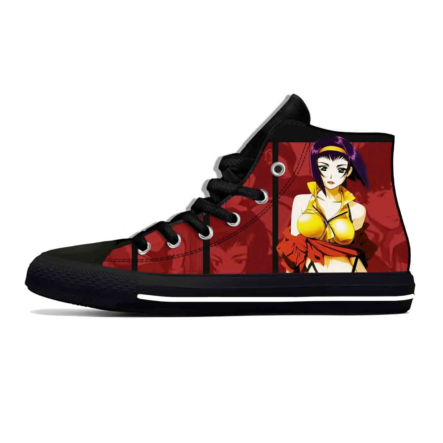 

Anime Manga Cartoon Cowboy Bebop Faye Valentine Casual Cloth Shoes High Top Lightweight Breathable 3D Print Men Women Sneakers